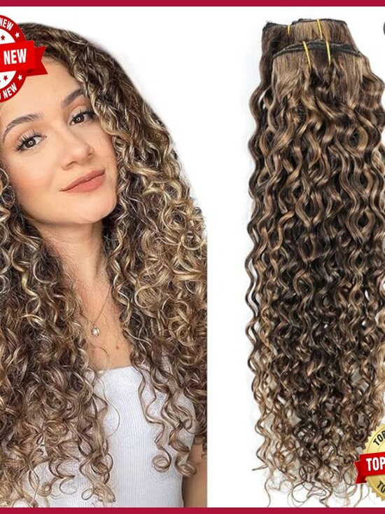 10-Piece Clip-In Human Hair Extensions, Water Wavy Curly Style, 120g main image 7